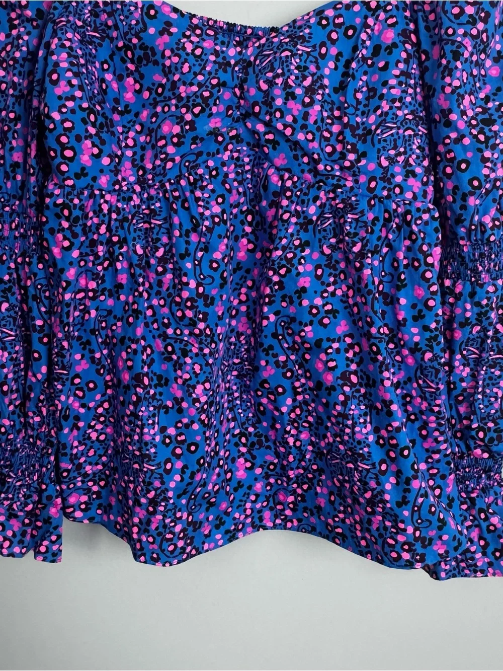 LILLY PULITZER | Preslee Blue Animal Print Square-Neck Peasant Top Women’s 4